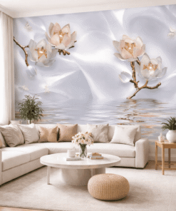 3D Ä°nci ÃiÃ§ekli LÃ¼ks Duvar KaÄÄ±dÄ± â AltÄ±n DetaylÄ± Modern TasarÄ±m