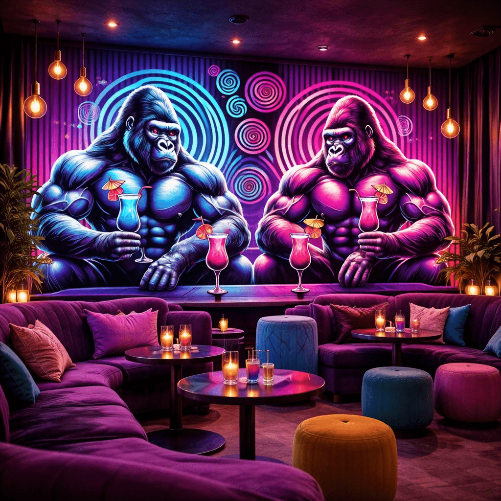 Neon Goril Bar Konsepti Duvar Kağıdı
