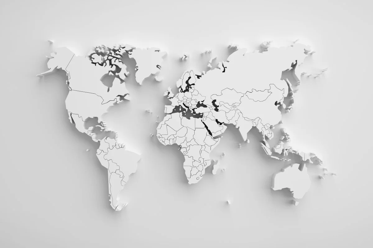 Minimal 3D Beyaz Dünya Haritası Duvar Kağıdı - Görsel 2