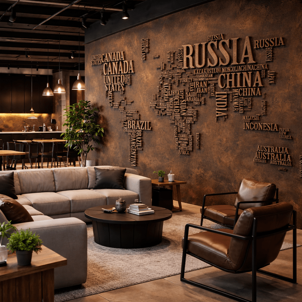 Vintage Dünya Haritası Tipografik Duvar Kağıdı