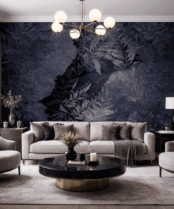 Koyu Tonlu Yaprak Desenli Modern Duvar KaÄÄ±dÄ±