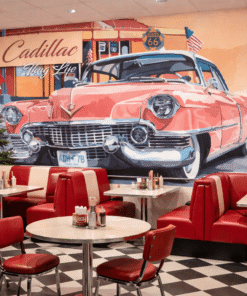 Retro Cadillac Route 66 Duvar KaÄÄ±dÄ±
