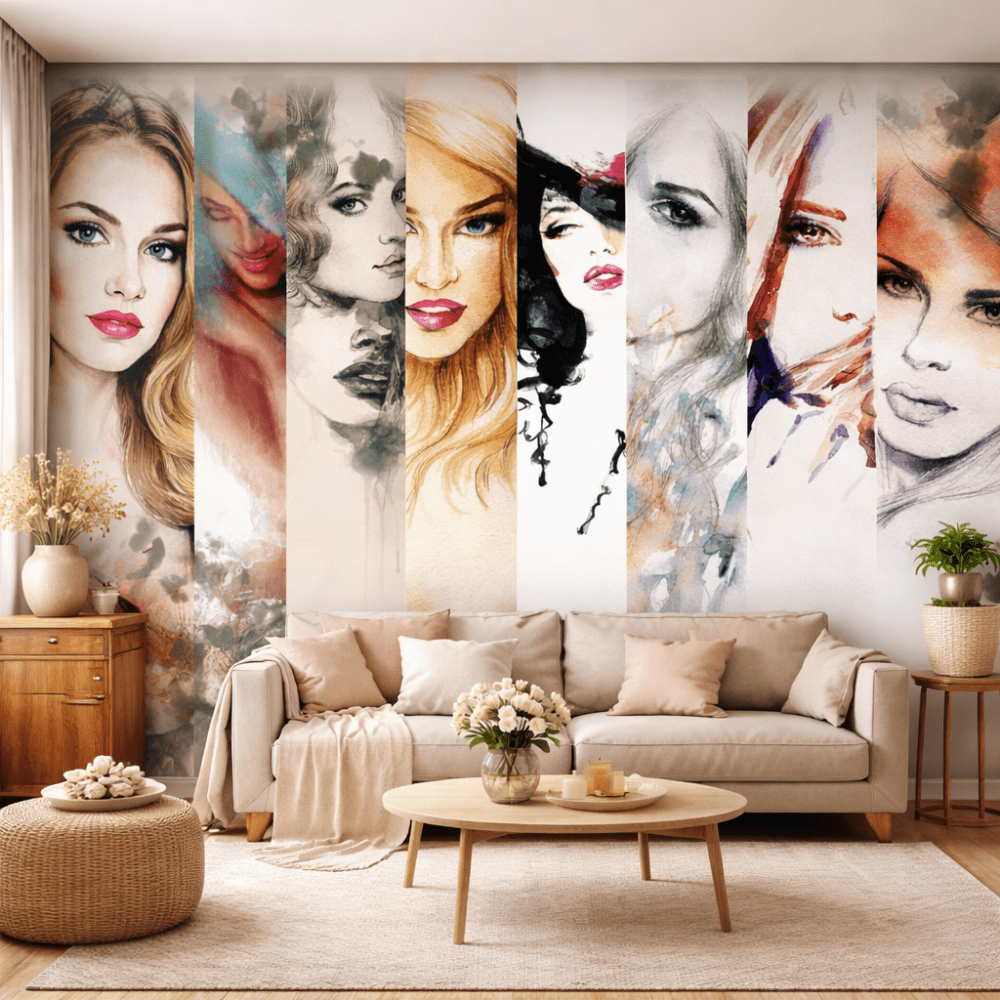 Sanatsal Kadın Portreleri Kuaför Duvar Kağıdı