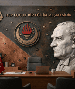 AtatÃ¼rk Portreli EÄitim TemalÄ± 5D Kabartma GÃ¶rÃ¼nÃ¼mlÃ¼ Duvar KaÄÄ±dÄ±