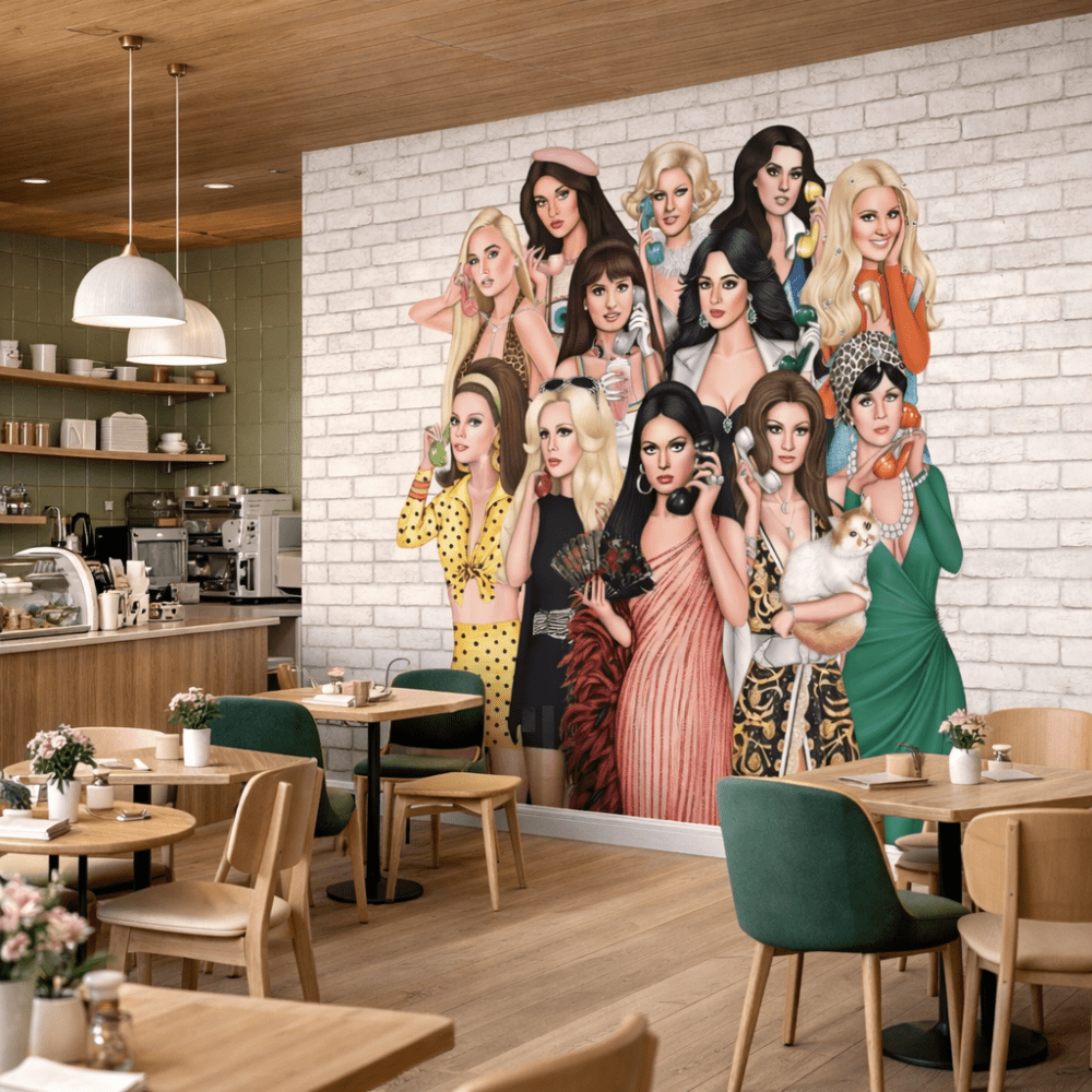 Retro Kadın Figürlü Moda Duvar Kağıdı