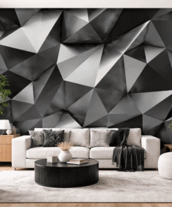 3D Geometrik Duvar KaÄÄ±dÄ± â Siyah Gri Modern Duvar Paneli GÃ¶rÃ¼nÃ¼mlÃ¼ TasarÄ±m