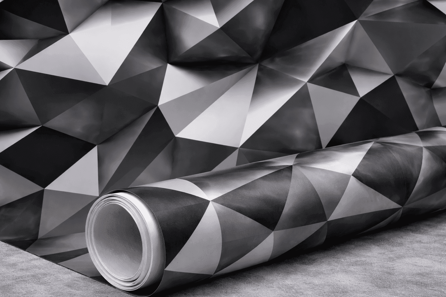3D Geometrik Duvar Kağıdı – Siyah Gri Modern Duvar Paneli Görünümlü Tasarım - Görsel 3