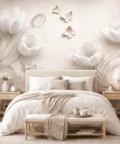 3D Beyaz Lale Duvar KaÄÄ±dÄ± â Modern ÃiÃ§ek Desenli LÃ¼ks Duvar Dekoru