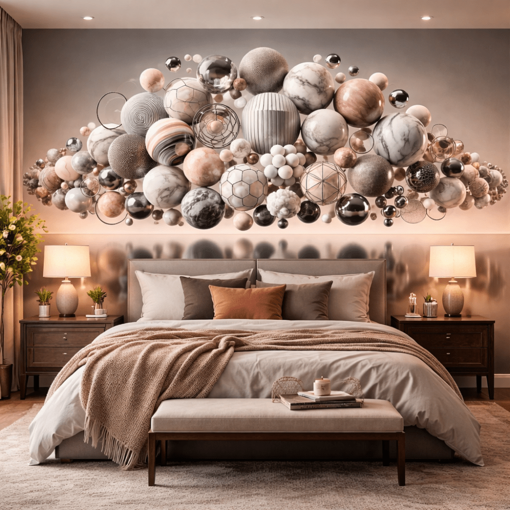 3D Mermer Metalik Küreler Duvar Kağıdı