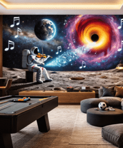 Uzay Astronot MÃ¼zik 3D Duvar KaÄÄ±dÄ±