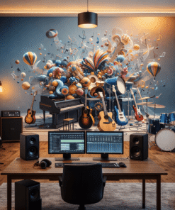 Renkli MÃ¼zik EnstrÃ¼manlarÄ± 3D Duvar KaÄÄ±dÄ±