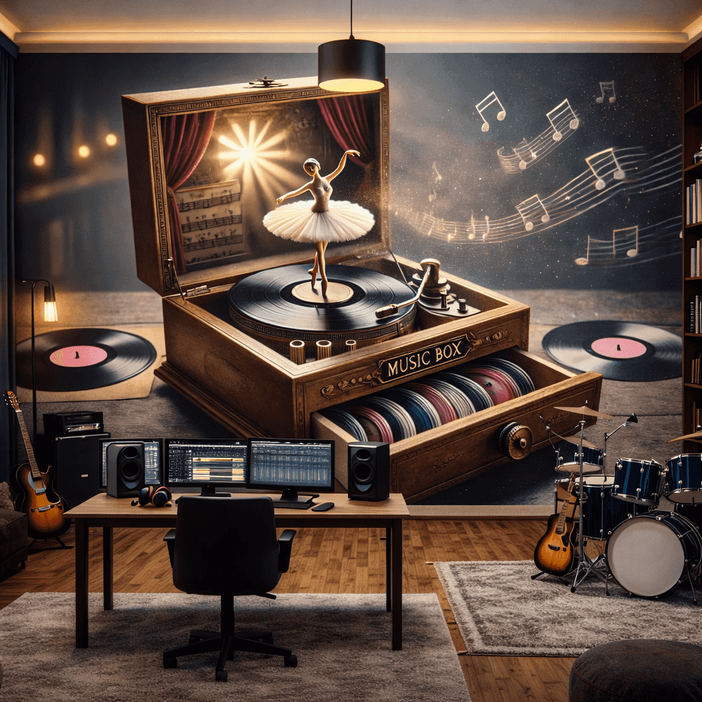 Vintage Müzik Kutusu Bale 3D Duvar Kağıdı