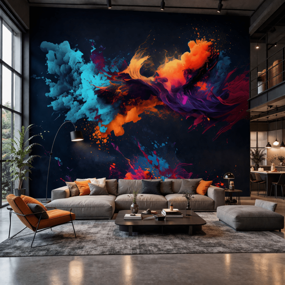 Gece Tonlarında Renk Akışı Soyut duvar kağıdı