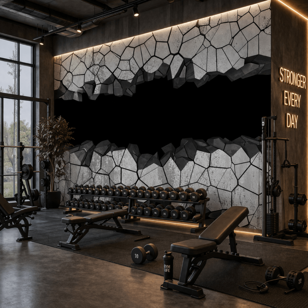 Kırık Beton 3D Derinlik Efektli Duvar Kağıdı