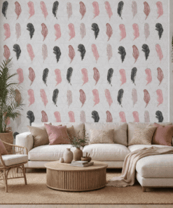 Pembe Siyah TÃ¼y Desenli Modern Duvar KaÄÄ±dÄ±