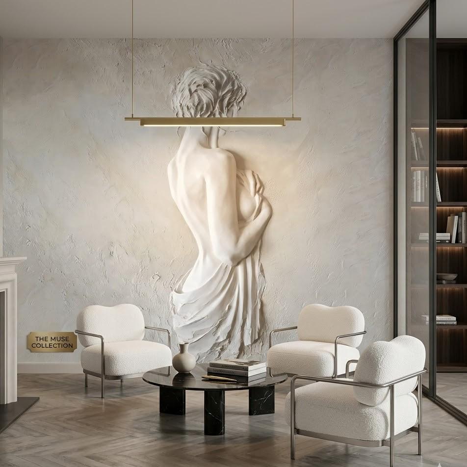 Mermer Dokulu Kadın Figürü Duvar Kağıdı