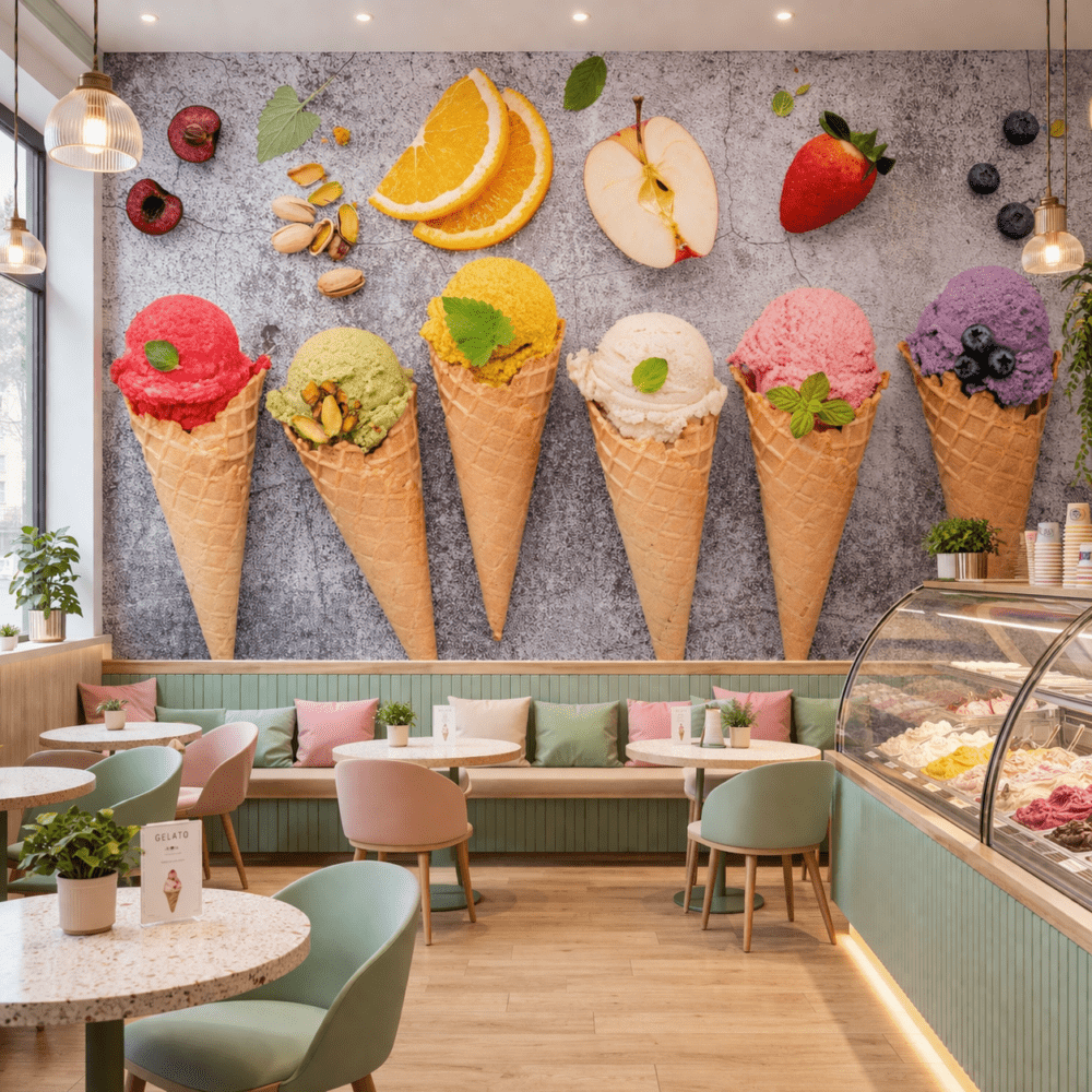 Renkli Dondurma Konseptli Duvar Kağıdı