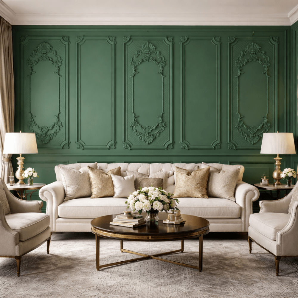 Yeşil Klasik Çıtalı Duvar Kağıdı