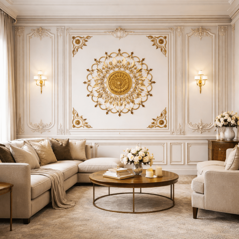 Altın Motifli Klasik Saray Desenli Duvar Kağıdı