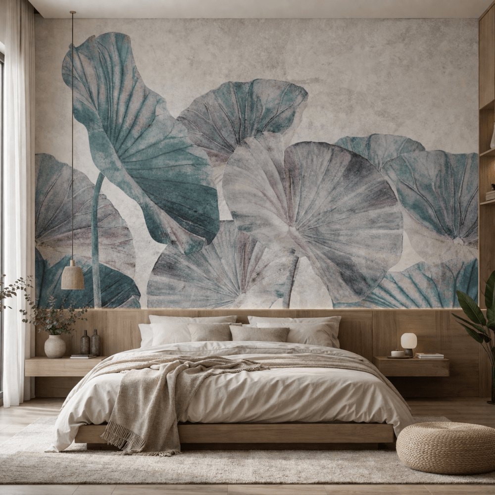 Soft Tropikal Yaprak Desenli Duvar Kağıdı