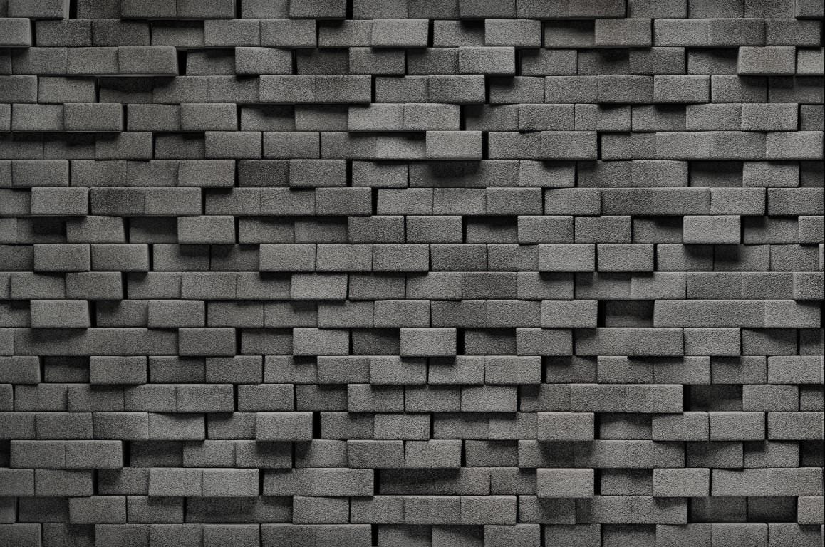 Antrasit 3D Tuğla Desenli Duvar Kağıdı - Görsel 2