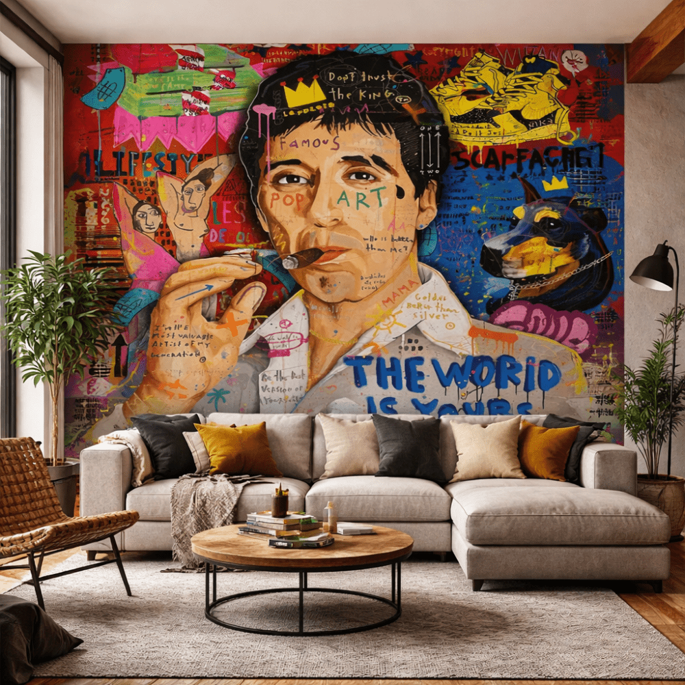 Renkli Pop Art Portre Desenli Duvar Kağıdı