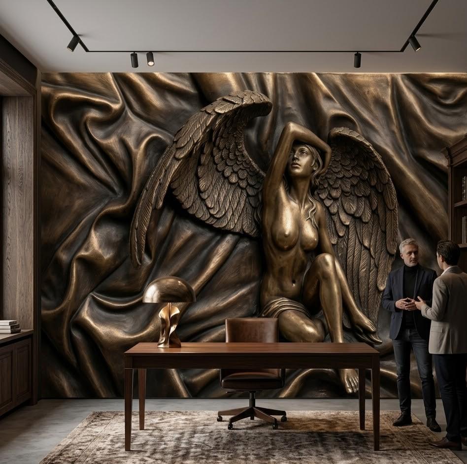 kanatlı tanrıça kabartma duvar kağıdı