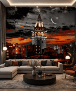 Galata Kulesi Gece ManzaralÄ± duvar kaÄÄ±dÄ±