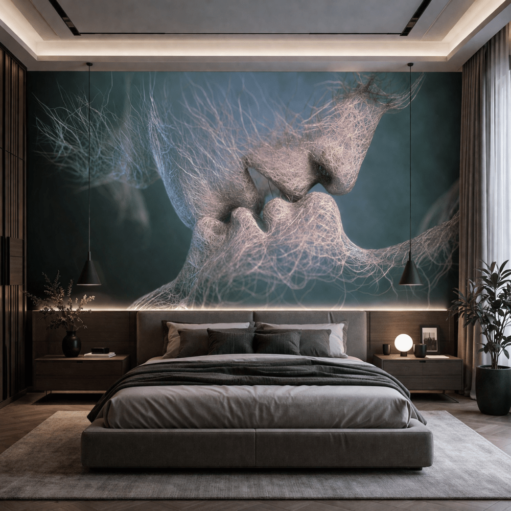 Soyut Aşk Temalı Çizgisel Figür duvar kağıdı