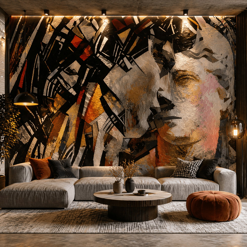 Modern Soyut Yüz Sanat Duvar Kağıdı