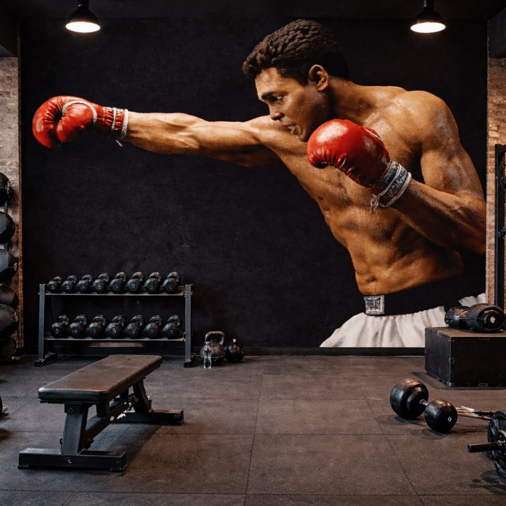 Boksör Figürlü Spor Temalı Duvar Kağıdı