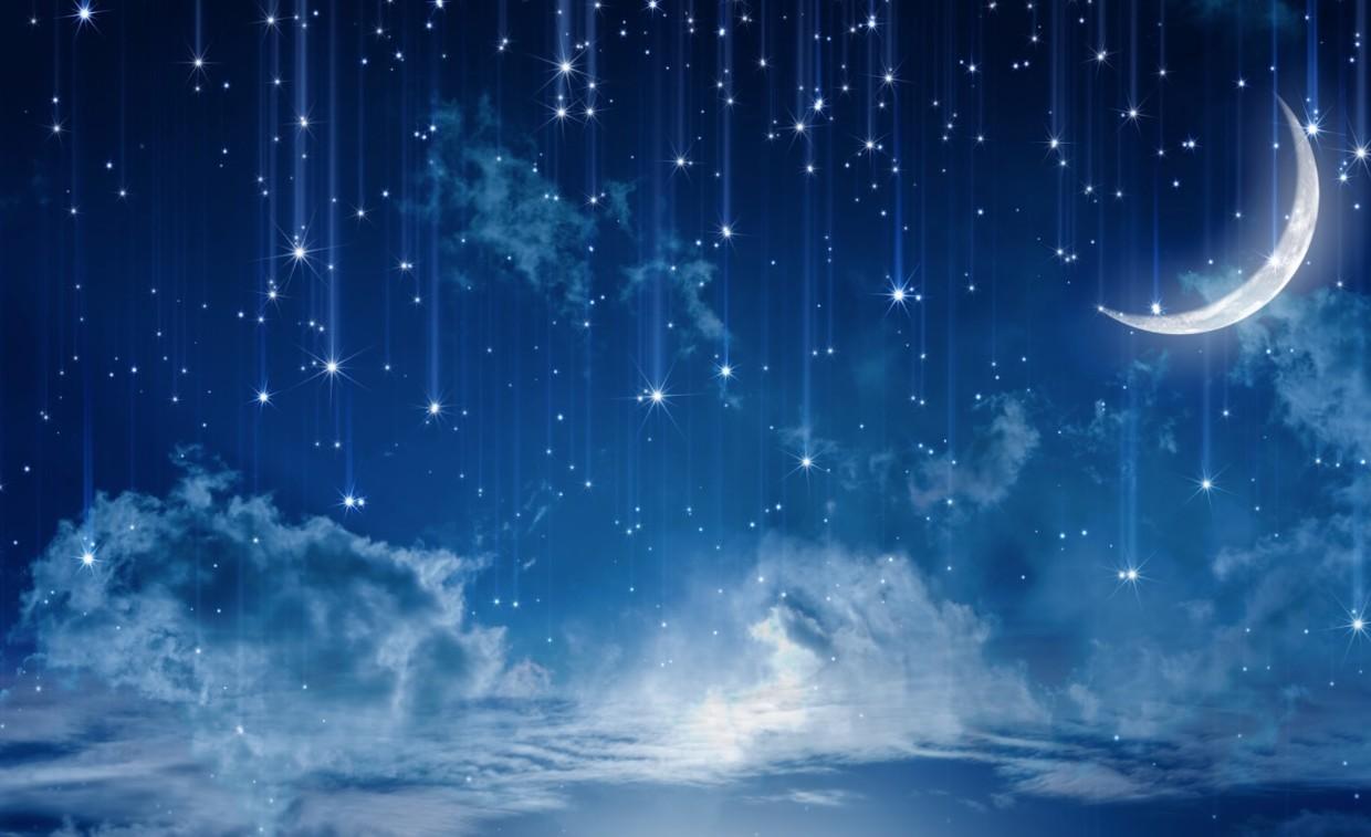Yıldızlı Gece Ay Işığı duvar kağıdı - Görsel 3