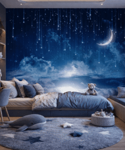 YÄ±ldÄ±zlÄ± Gece Ay IÅÄ±ÄÄ± duvar kaÄÄ±dÄ±