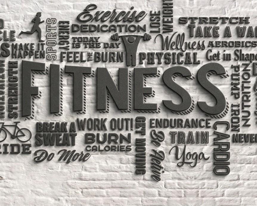 Fitness Tipografi 5D Kabartma Görünümlü Duvar Kağıdı - Görsel 3