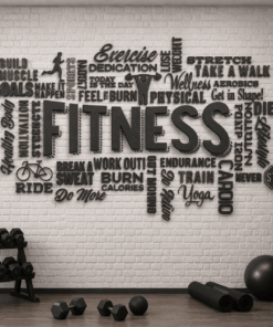 Fitness Tipografi 5D Kabartma GÃ¶rÃ¼nÃ¼mlÃ¼ Duvar KaÄÄ±dÄ±