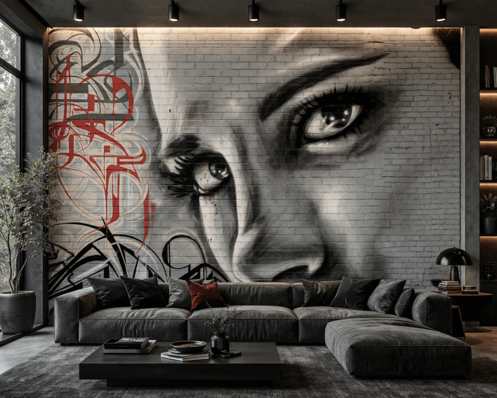 Modern Graffiti Kadın Yüzü duvar kağıdı