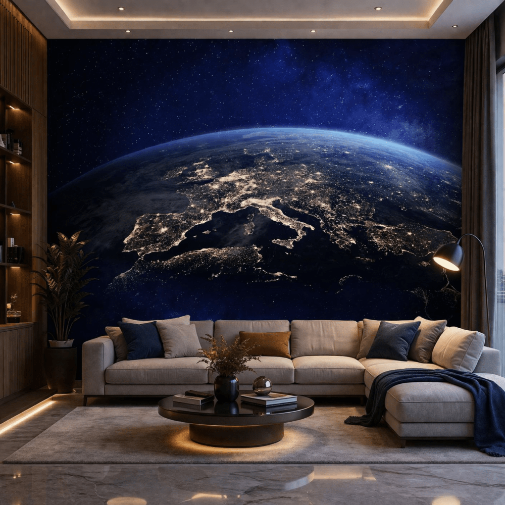 Uzaydan Dünya Gece Görünümü Duvar Kağıdı