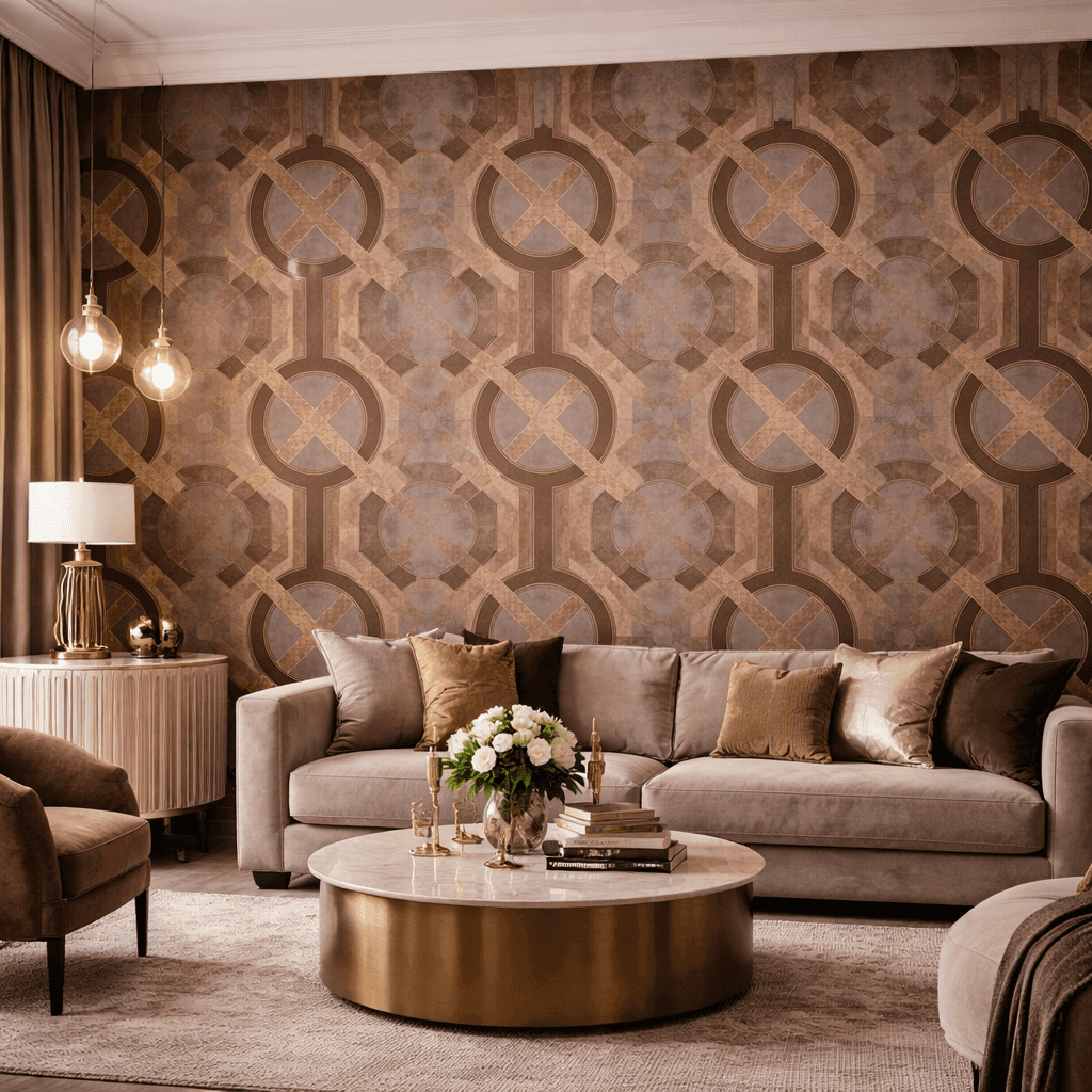 Geometrik Halkalı Art Deco Duvar Kağıdı