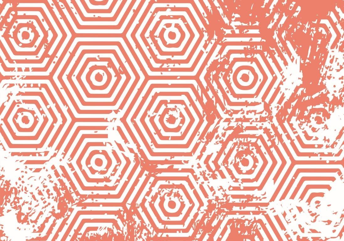 Mercan Geometrik Altıgen Desenli Duvar Kağıdı - Görsel 2