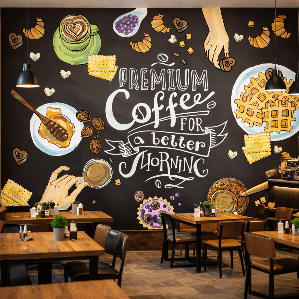 Premium Kahve ve Tatlı Temalı Duvar Kağıdı