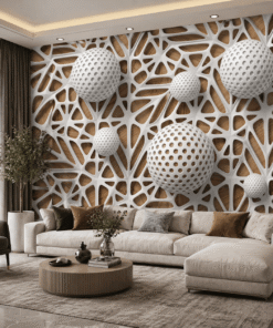 Modern Geometrik KÃ¼re Desenli 5D Kabartma GÃ¶rÃ¼nÃ¼mlÃ¼ duvar kaÄÄ±dÄ±