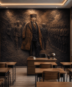 AtatÃ¼rk TemalÄ± 5D Kabartma GÃ¶rÃ¼nÃ¼mlÃ¼ Duvar KaÄÄ±dÄ±